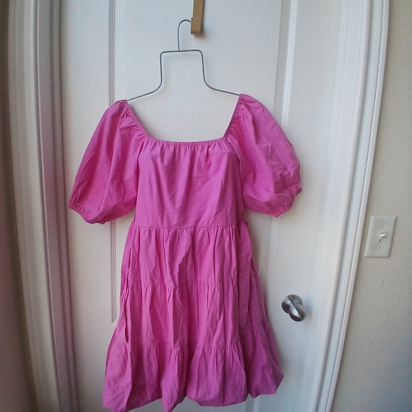 Elegant Pink Puff Sleeve Women's Dress Size Medium Size Medium - Picture 1 of 5